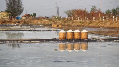Traditional salt making Foto stock