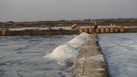 Traditional salt making Foto stock