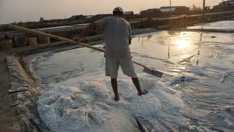 Traditional salt making Stock Photos