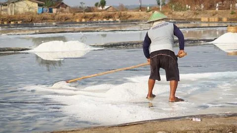 Traditional salt making Foto stock