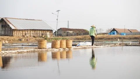 Traditional salt making Foto stock