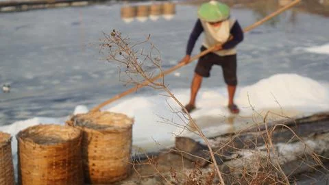 Traditional salt making Stock Photos