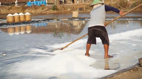 Traditional salt making Stock Photos