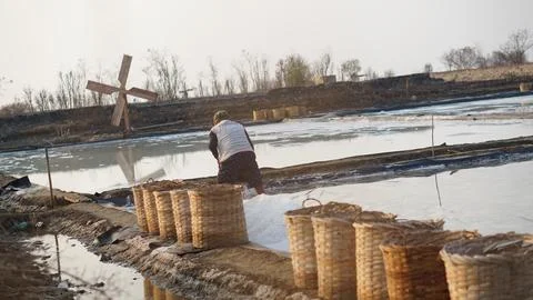Traditional salt making Foto stock