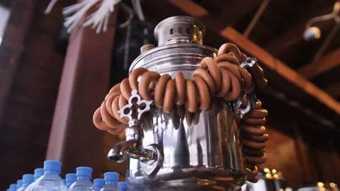 Traditional samovar with bagels. Stock-Footage 229556301