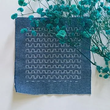 Traditional sashiko stitching textile pattern Stock Photos