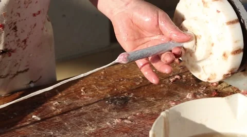 Traditional sausage making process Stock Footage 48098602