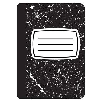Traditional school composition notebook cover design in black and white with Stock Illustration