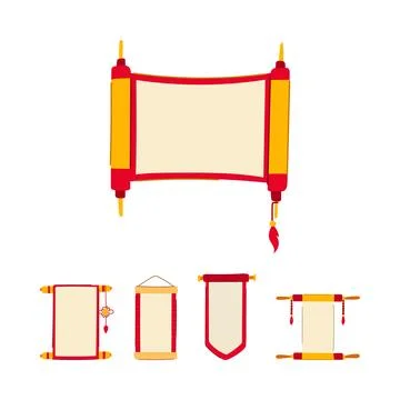 Traditional scrolls and banner frames for messaging Illustrazione stock