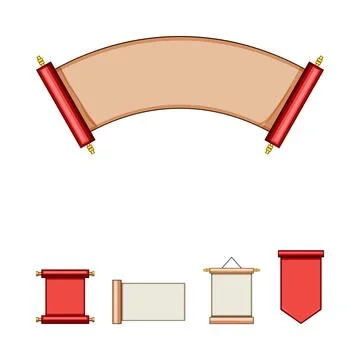 Traditional scrolls and banners presenting ancient wisdom Stock Illustration