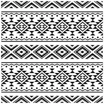 Traditional Seamless Aztec pattern texture design vector in black white color Stock Illustration