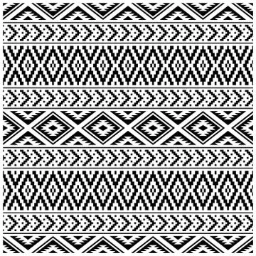 Traditional Seamless Aztec pattern texture design vector in black white color Stock Illustration