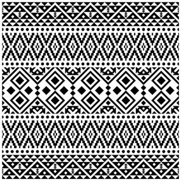 Traditional Seamless Aztec pattern texture design vector in black white color Stock Illustration