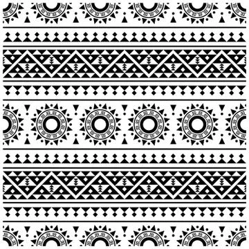 Traditional Seamless Aztec pattern texture design vector in black white color イラスト素材