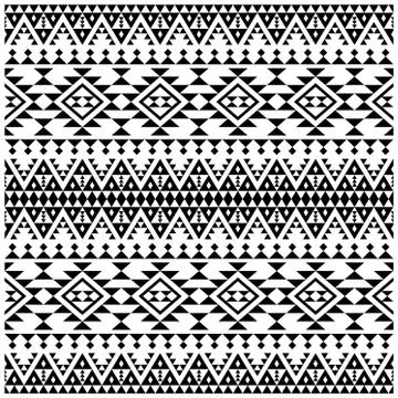 Traditional Seamless Aztec pattern texture design vector in black white color Stock Illustration
