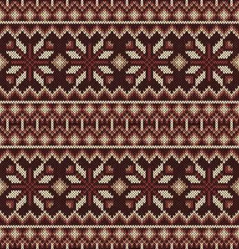 Traditional seamless knitted pattern in brown and beige tones Stock Illustration