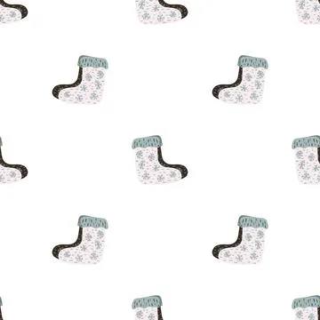 Traditional seamless pattern in winter style with painted boots shapes. Isola Stock Illustration