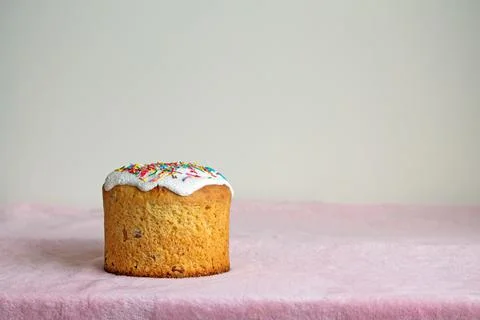 Traditional Slavic Easter cake decorated with sprinkles Stock Photos