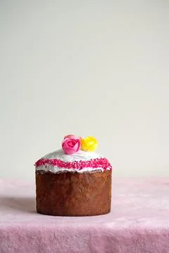 Traditional Slavic Easter cake decorated with sprinkles Stock Photos