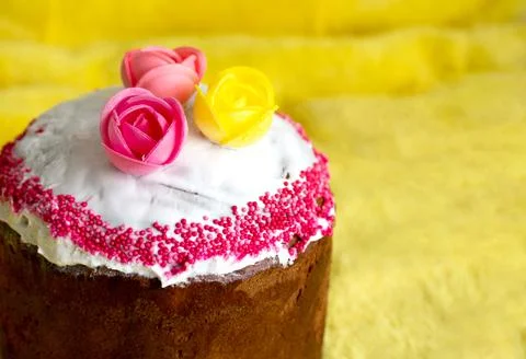 Traditional Slavic Easter cake decorated with sprinkles Stock Photos