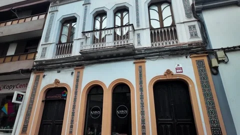 Traditional Spanish building with tile work, Arrecife, Lanzarote, Canary Islands Stock Footage 346375533