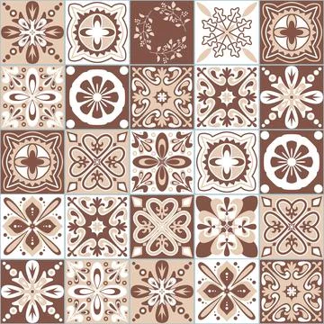 Traditional spanish ceramic tile Azulejo talavera, decoration majolica glaze, Stock Illustration