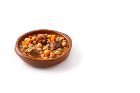 Traditional Spanish cocido madrileo in bowl Stock Photos