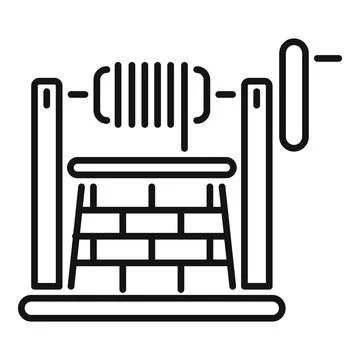 Traditional spinning machine processing fiber with rotating handle and wooden Stock Illustration