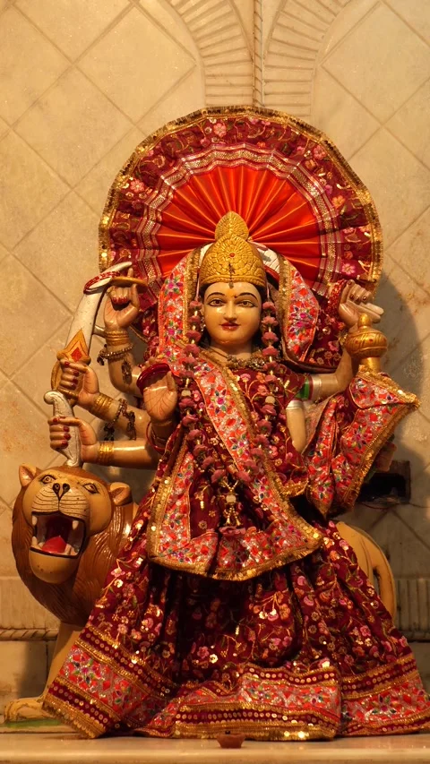 Traditional Statue of Maa Durga with Decorative Crown Stock Footage 316895197