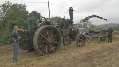 Traditional Steam Driven Traction Engine Stock Footage 161969611