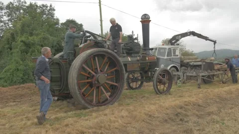 Traditional Steam Driven Traction Engine Stock Footage 161970250