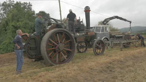 Traditional Steam Driven Traction Engine Stock Footage 161975239