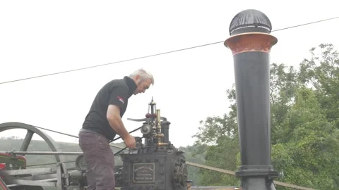 Traditional Steam Driven Traction Engine Stock Footage 161978566