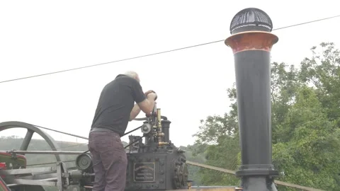 Traditional Steam Driven Traction Engine Stock Footage 161979706