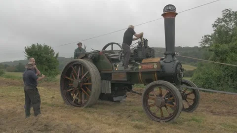 Traditional Steam Driven Traction Engine Stock Footage 161987794