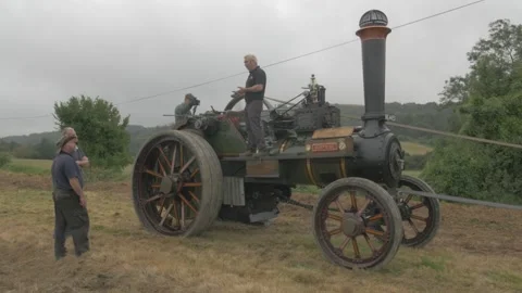 Traditional Steam Driven Traction Engine Stock Footage 161990832