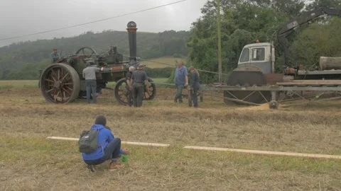 Traditional Steam Driven Traction Engine Stock Footage 162059290
