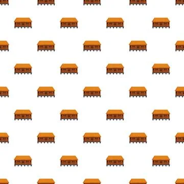 Traditional stilt house pattern repeating on white background Stockillustratie