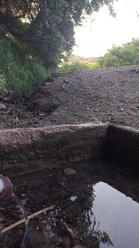 Traditional Stone Basin Side View Video stock 333531064