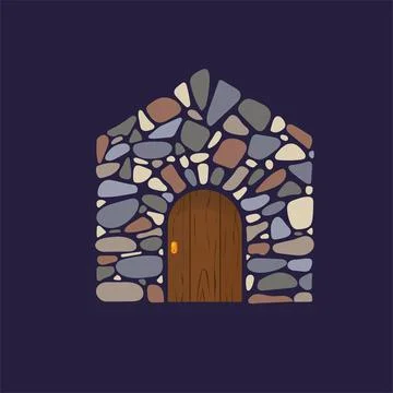 Traditional stone house vector Stock Illustration