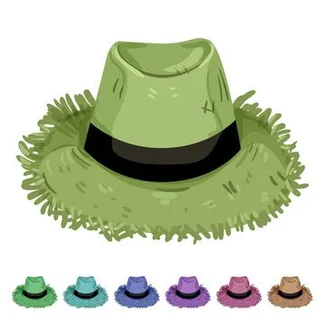 Traditional straw hat cartoon vector graphic Stock Illustration
