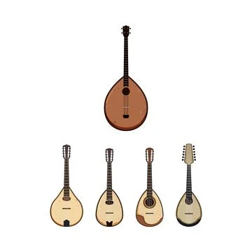 Traditional string instruments creating musical harmony flat illustration Ilustración de archivo