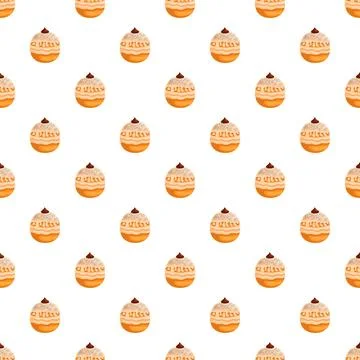 Traditional sufganiyot donuts repeating pattern for hanukkah 스톡 일러스트