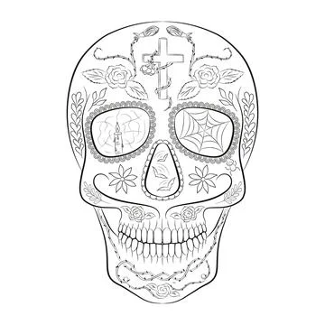 Traditional sugar skull. Element of design for the day of the dead. Illustrazione stock