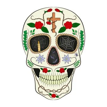 Traditional sugar skull. Element of design for the day of the dead. Stock Illustration