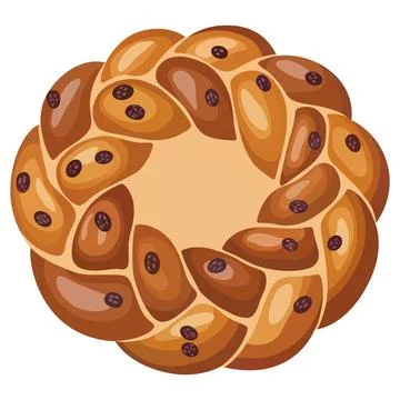 Traditional Sweet Bread Ring Flat Vector Illustration Stockillustratie