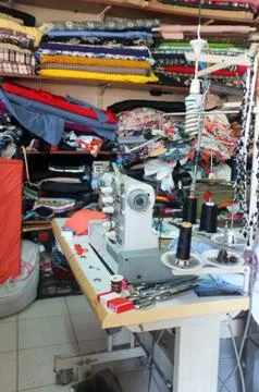 Traditional tailor workshop Stock Photos