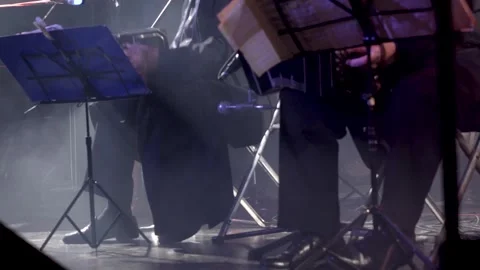 Traditional tango orchestra performing live concert on theater stage Video stock 337738987