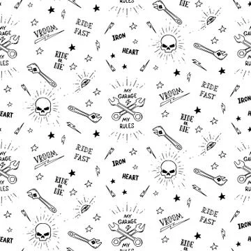 Traditional tattoo biker pattern Illustrazione stock