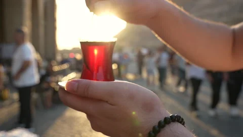 Traditional Tea Served at Sunset Stock Footage 315310831